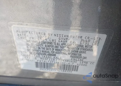 2024 Nissan Kicks Sr Xtronic Cvt из США, поврежденный, VIN 3N1CP5DV4RL488500